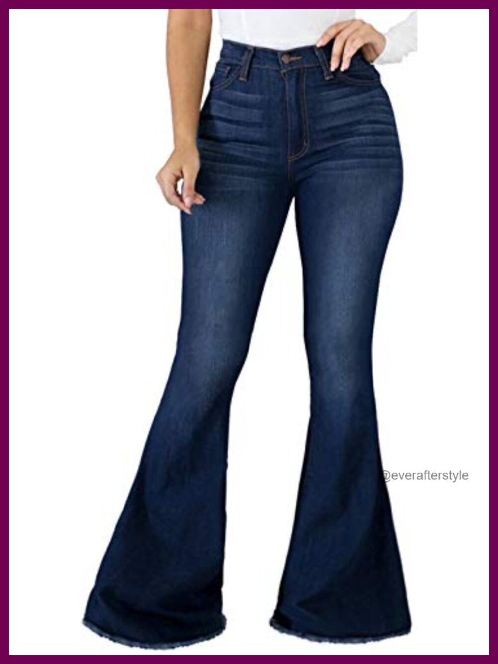 High Waist Flared Bell Bottom Jeans with Pockets Elastic Wide Leg Bootcut